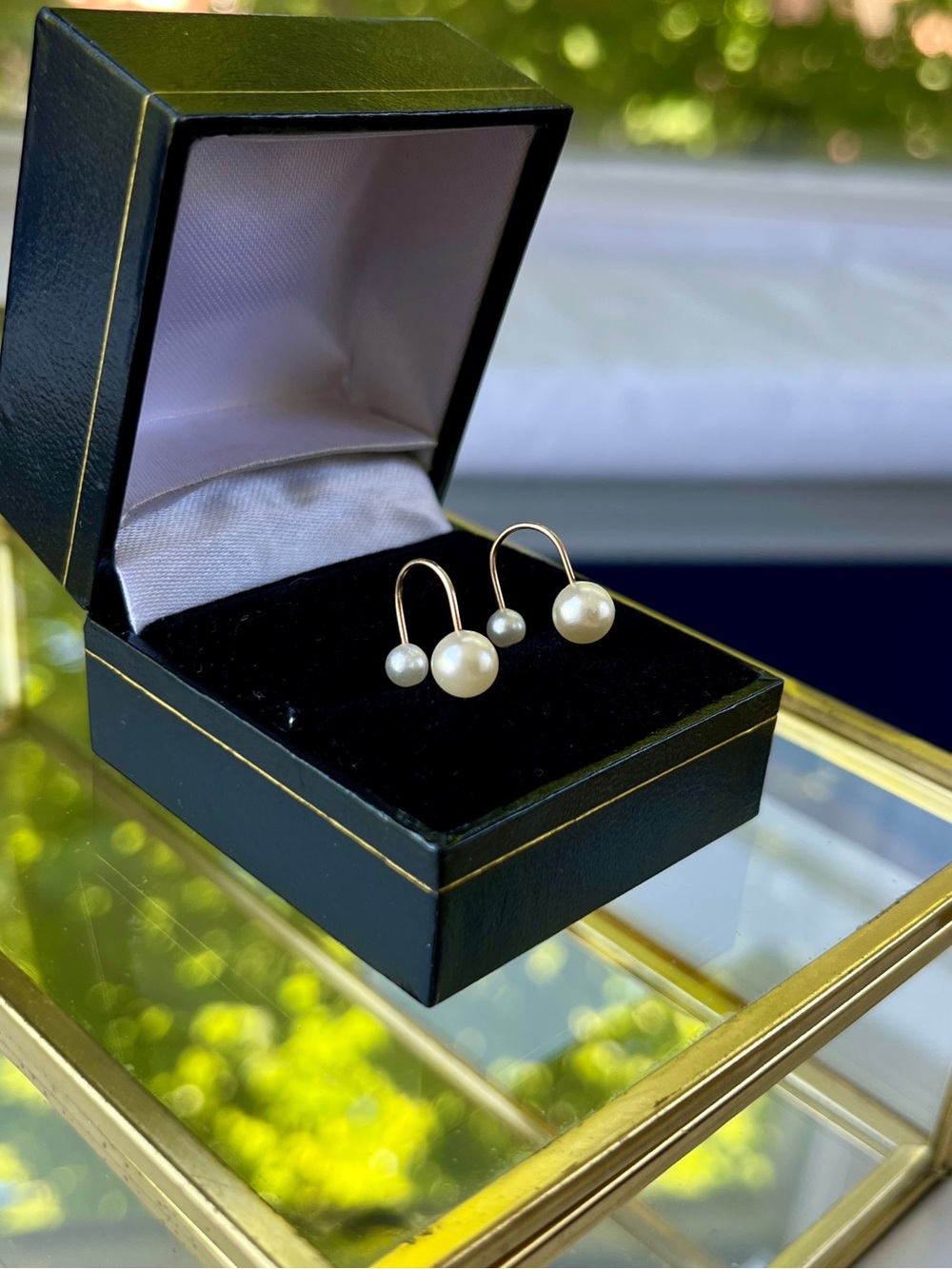 10k Gold Double Pearl Cuff Earrings